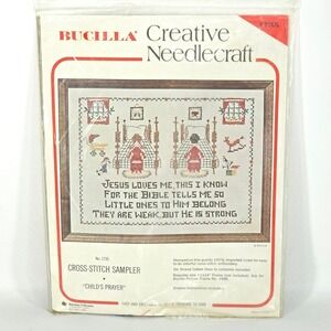 Bucilla‎ 1735 Childs Prayer 11x14 Cross Stitch Kit Cottage Nursery Stamped Linen